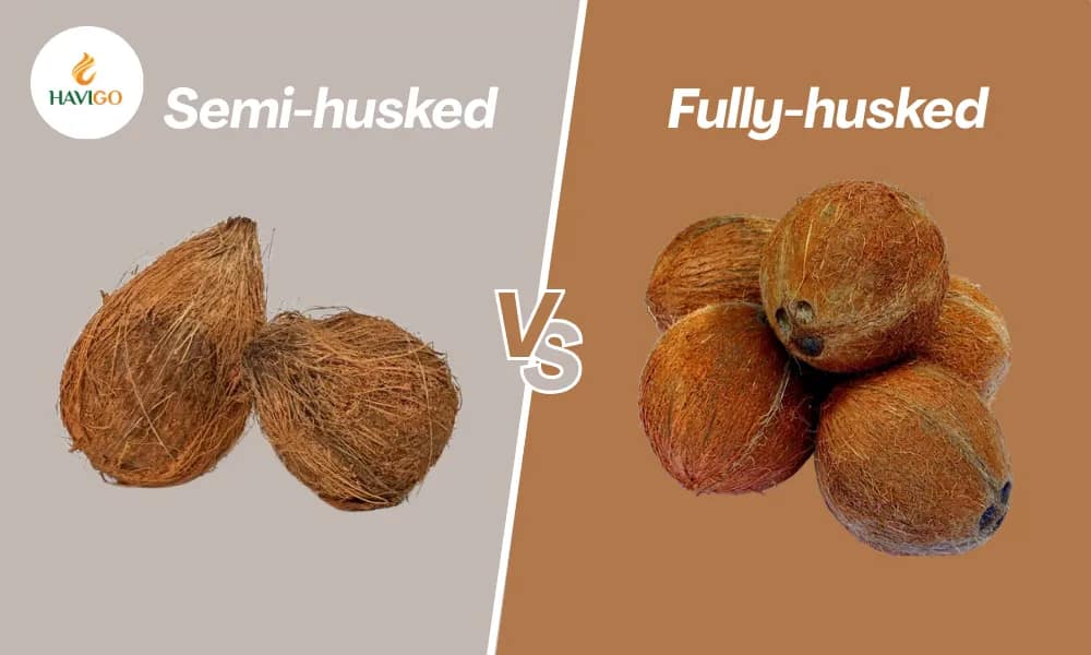 Different between semi husked coconut and fully husked coconut